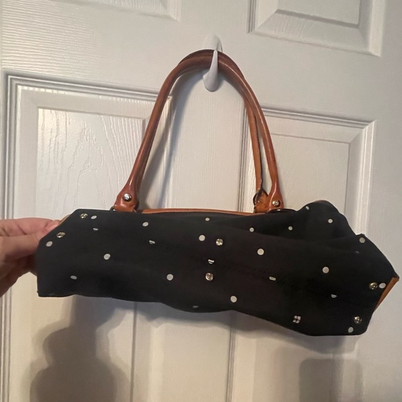 Vintage Kate Spade fabric bag with leather handles. Super cute polka dots! - Picture 3 of 4